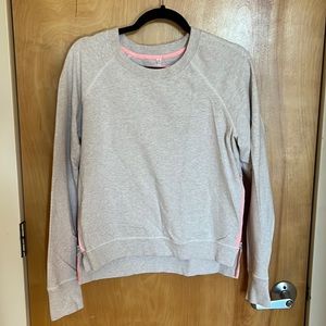 Pinkish gray Lululemon crew neck sweatshirt with side zippers! Size 10